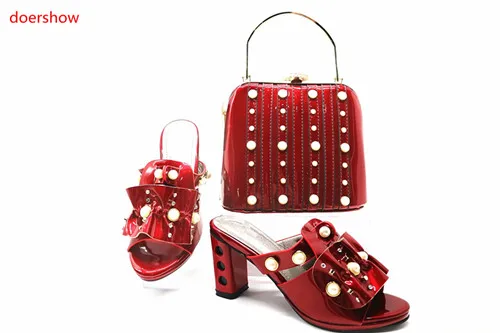 Doershow горячая Распродажа красные туфли и сумки подходящие к комплекту