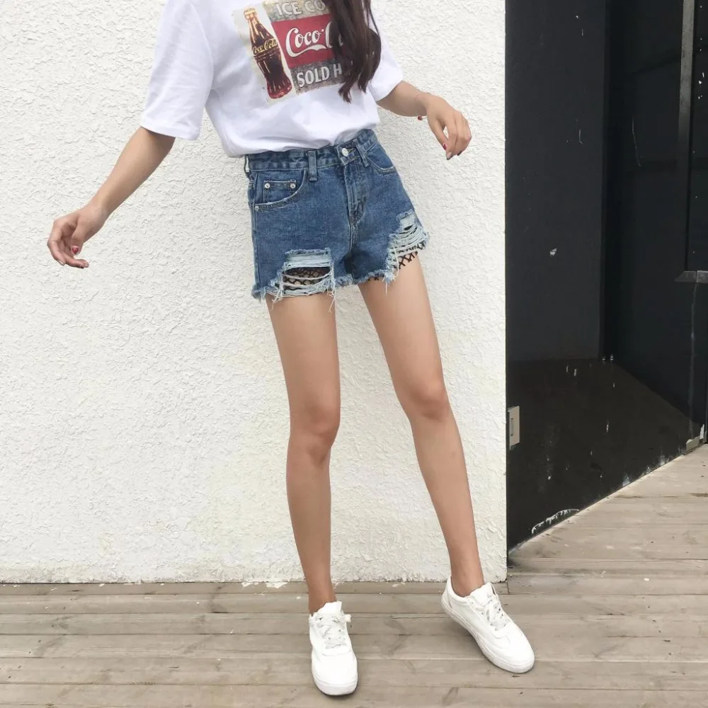 Лето Горячие Шорты с высокой талией 2017 Джинсовые шорты Винтаж уличная рваные