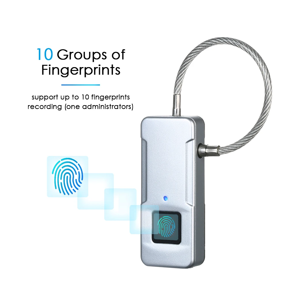 USB Перезаряжаемый смарт замок отпечатков пальцев 10 комплектов IP65 Противоугонный