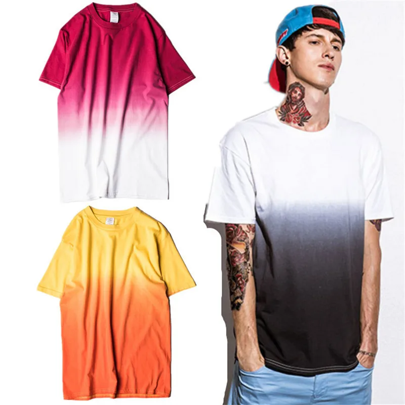 Городская одежда унисекс MORUANCLE футболки в стиле Харадзюку цветная градиентная
