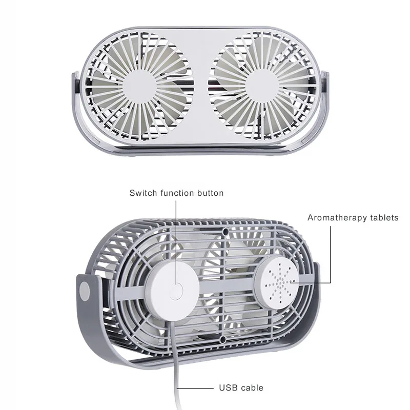 

Kbxstart Portable Double Head Mini Electric Fan Desktop USB Air Cooler Fan Essential Oil Diffusing Summer Cooling Fan For Office