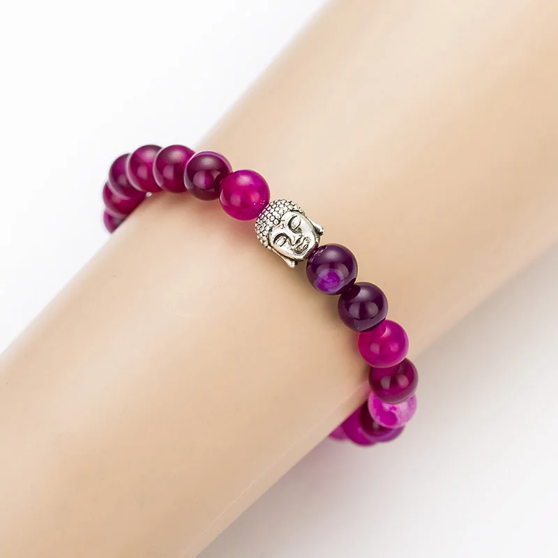 Модные Натуральный Камень Strand Медитация Будды Браслеты бисером турмалин браслет