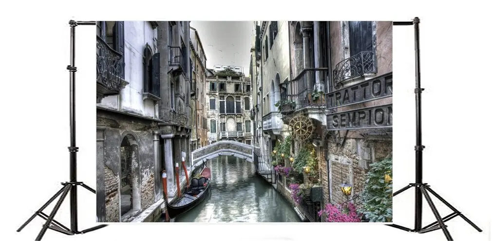 Photography Backdrop Old Rainy Venice Street and Channels City Landscape Photo Background Party | Электроника