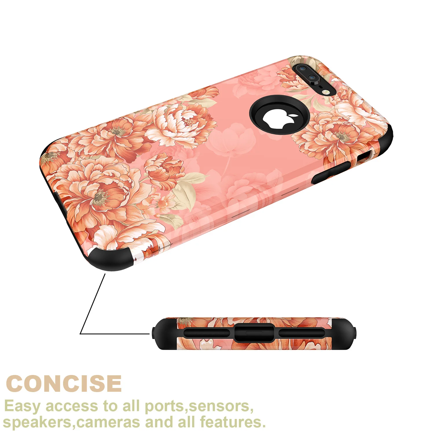 3 в 1 ударопрочный чехол для iPhone 8 7 6s Plus сверхмощный полный защитный Apple X XR XS Max Flower |