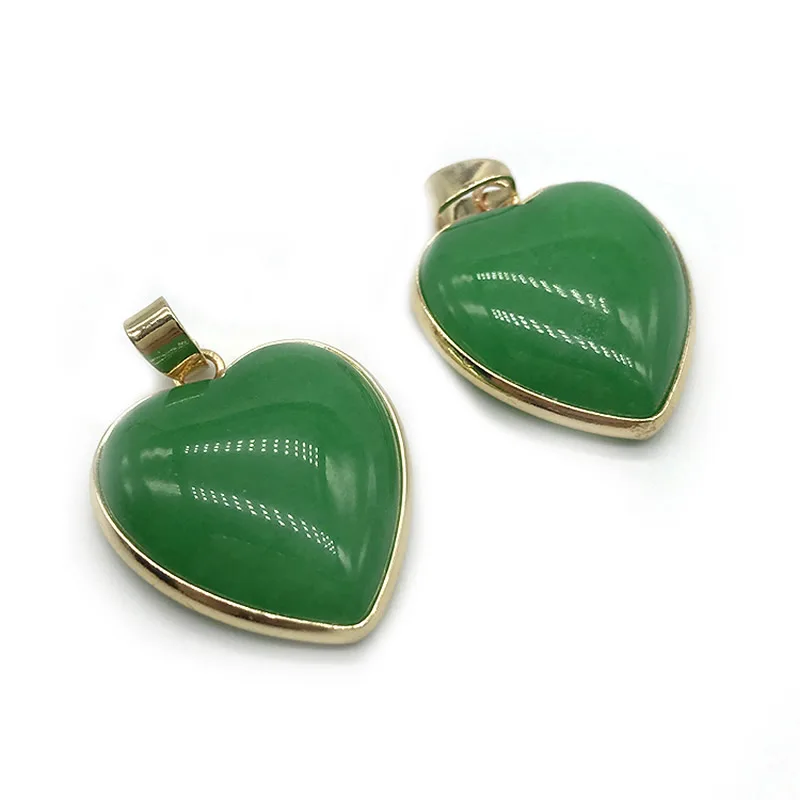 1pc dyed jade Лидер продаж камень 1 предмет Кулоны в форме сердца натуральным аметисты Агаты опал бирюза Малахит Кварцевый камень кулон для женщин - Окраска металла: 1pc dyed jade