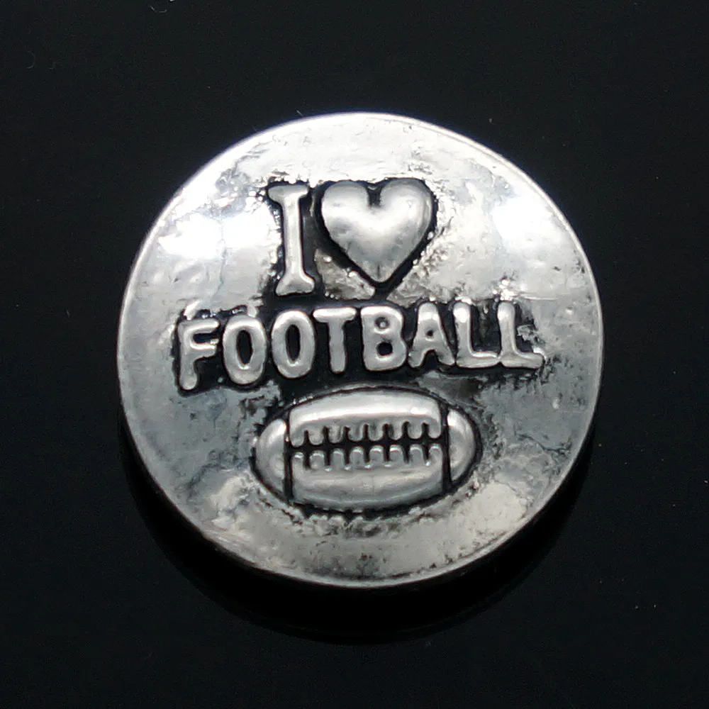

KZ1087 Hot sale beauty i love football 18MM snap buttons fit snap bracelet snap jewelry wholesale
