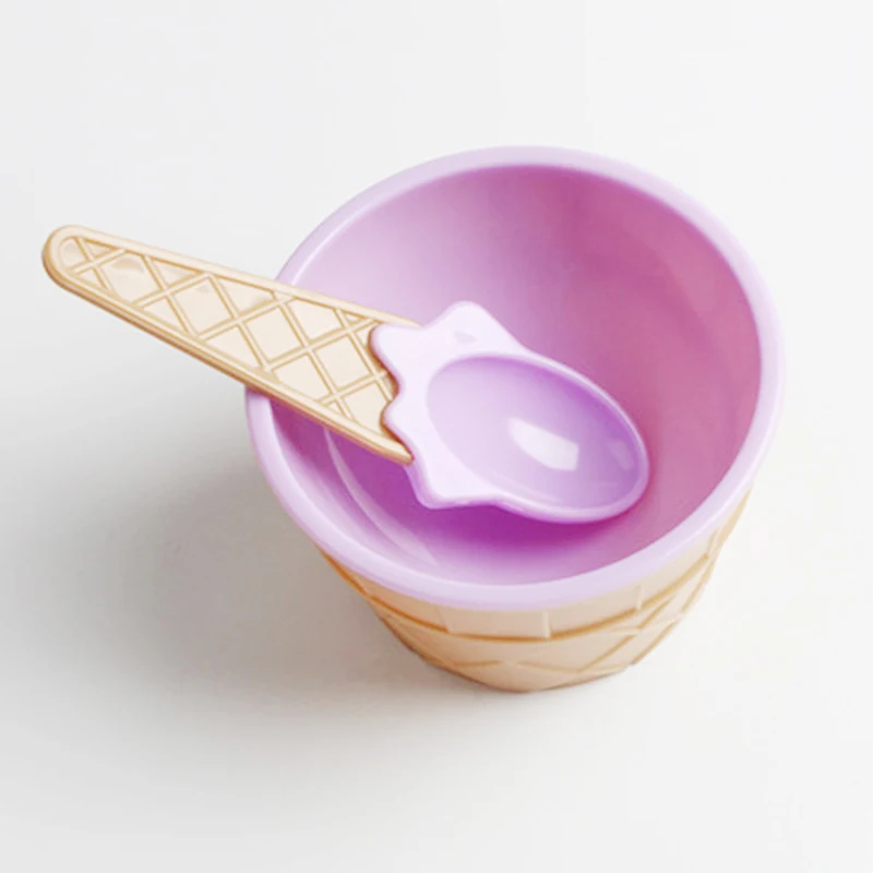 Милые Набор для мороженого сладкий цвета большой пластик мороженое чаша с совок