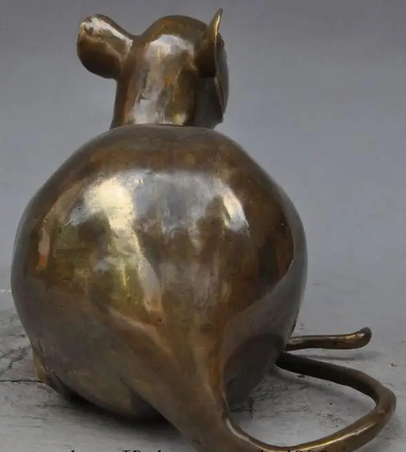 Китайский Бронзовый феншуй Зодиак животное Мышь Крыса мыши статуя счастливая