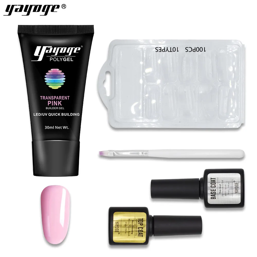 p16-set02-pink Yayoge УФ-полигель-лак для ногтей Быстрый строительный склад США Гель-лак для ногтей набор с УФ светодиодной лампой - Цвет: p16-set02-pink