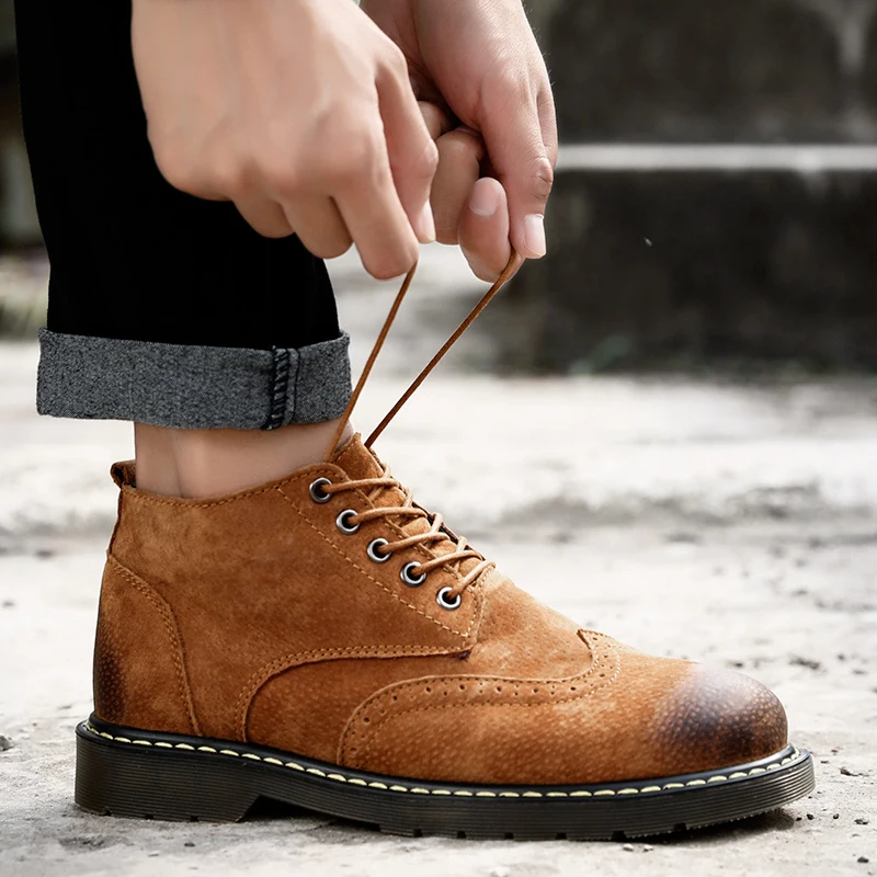 2019 модные мужские ботинки Челси зимние рабочая обувь на шнуровке для отдыха из