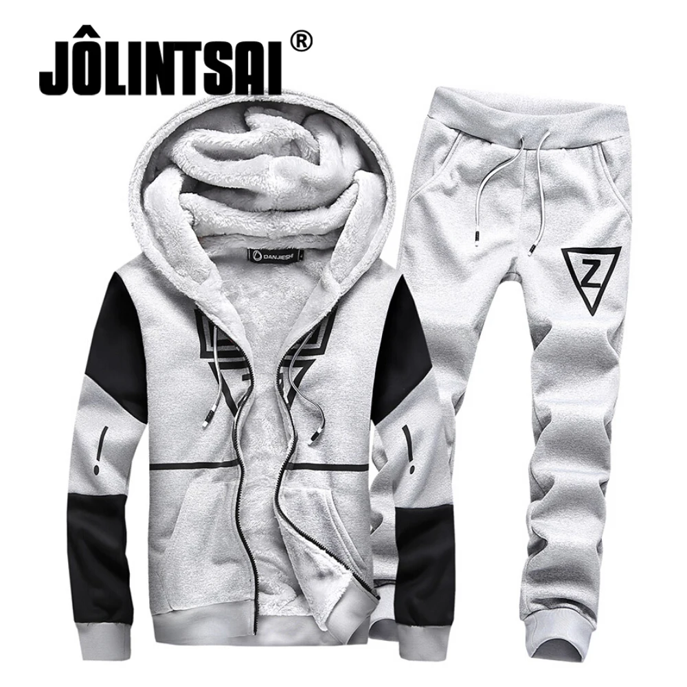 Черная пятница зимние теплые спортивные костюм для мужчин комплекты из двух