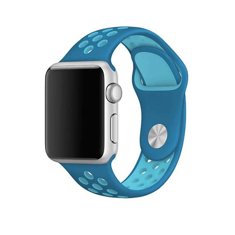 Bluelight blue 16 Спортивный силиконовый ремешок для apple watch группа 4 5 44 мм 40 мм, 42 мм, 38 мм, версия наручных часов iwatch, 5/4/3/2/1 ремень браслет резиновый ремешок для часов аксессуары - Цвет ремешка: Bluelight blue 16