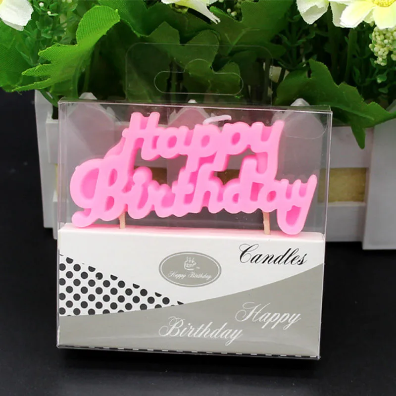 Экологичная однотонная английская свеча с надписью на день рождения для детей