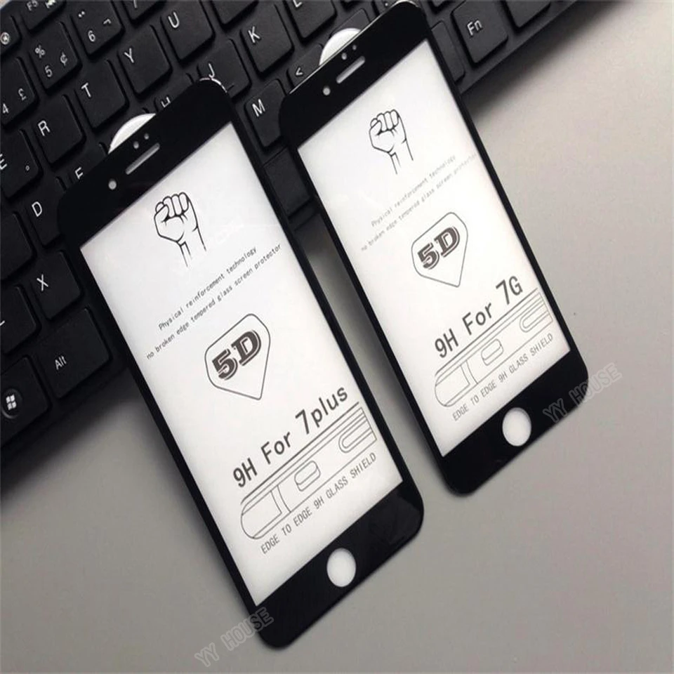 Закаленное стекло 5D для iPhone 6 6s 7 8 защитная пленка экрана полное покрытие 6S Plus
