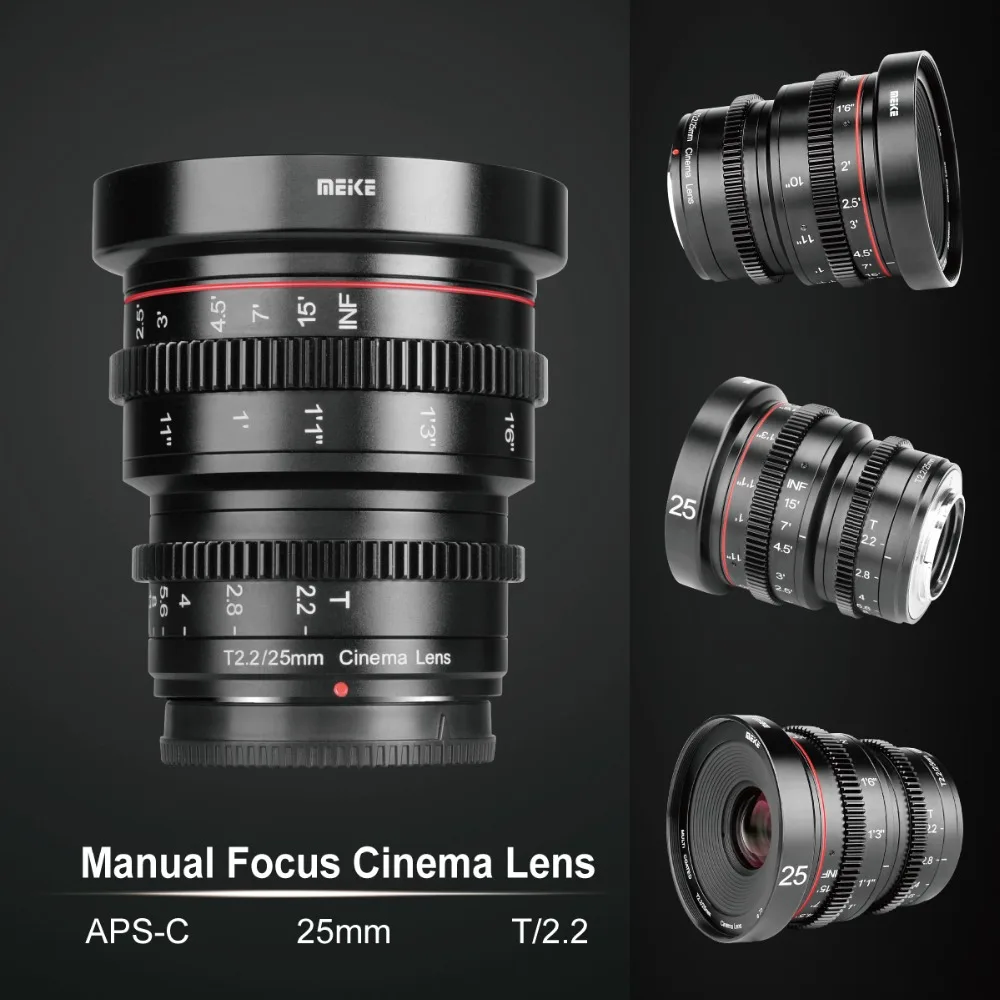 Meike 25 мм T2.2 Большая диафрагма ручной фокус Prime Cine Lens для Olympus Panasonic M43/для Fujifilm X