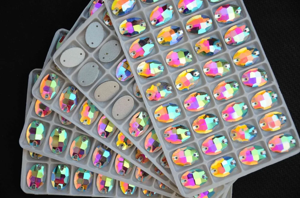 Овальный стеклянный хрусталь всех размеров пришиваемый камень прозрачный