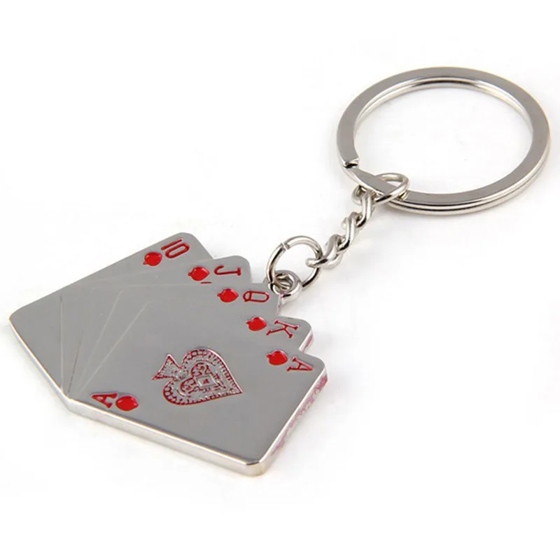 Личность Royal Flush Покер игральных карт брелок металлический Казино Подарки Charm Jewelry