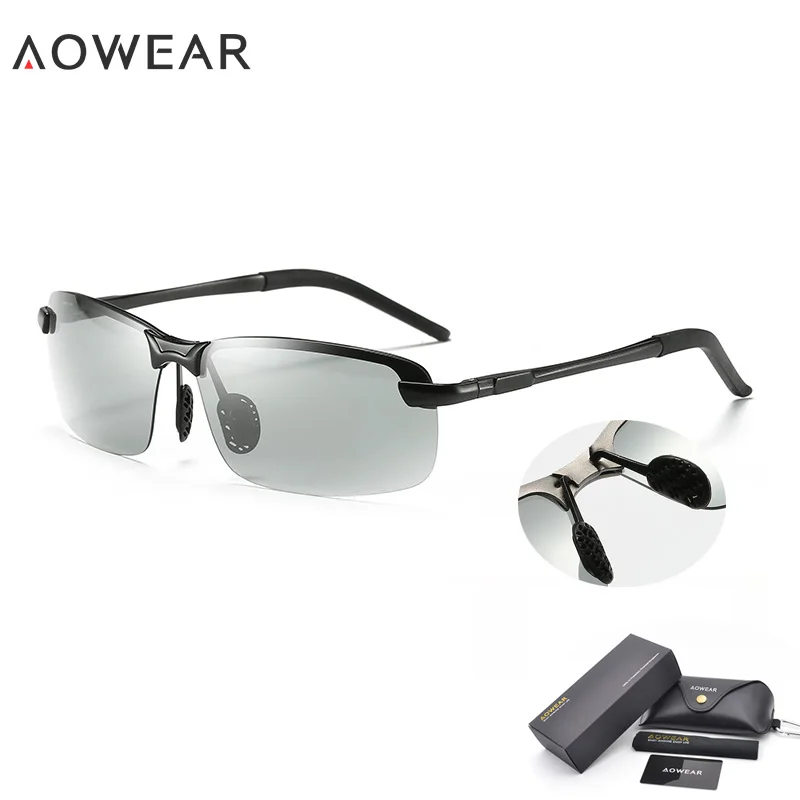 AOWEAR HD поляризационные фотохромные солнцезащитные очки, мужские очки-хамелеоны для вождения, мужские очки для вождения на День и ночь, Oculos Lentes Sol Hombre