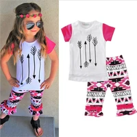 2017 summer girls clothes kids wear baby girl clothing child outfits infant sport costume t shirtpant 2pcs set toddler a145