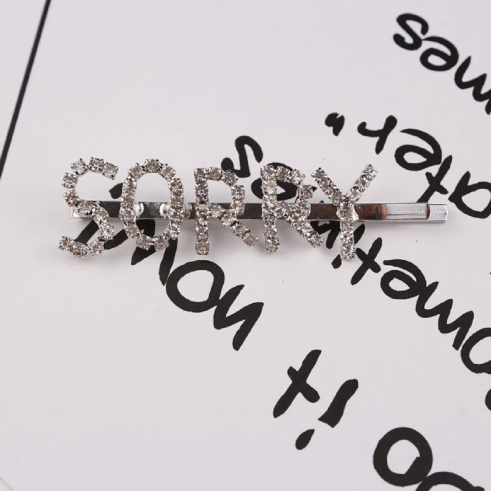 

Fashion Luxury Crystal Rhinestones Hair Clips Leopard Acrylic Hairpin Hair Accessories for Women Letters Hairgrip Headwear