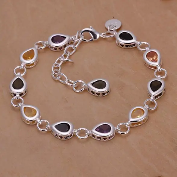 925 Silver Women Bracelets &amp Bangles Beautiful925 Fashion Jewelry Water Colorful Stone Bracelet.Free Shipping Wholesale | Украшения и