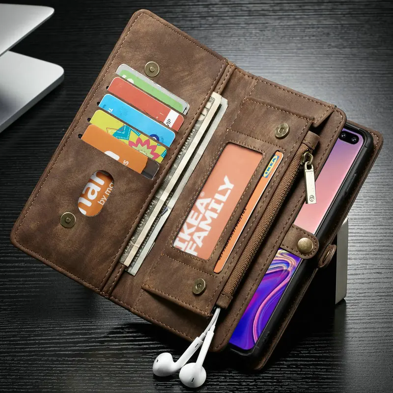 CaseMe кошелек на молнии для телефона samsung Galaxy Note 10 многофункциональные съемные чехлы для карт Galaxy S8 S9+ Note 8 9 S10 e