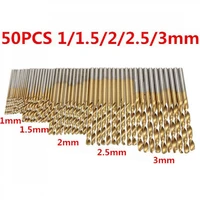 50pcslot hss titanium coated high speed steel drill bit 1 1 5 2 2 5 3mm
