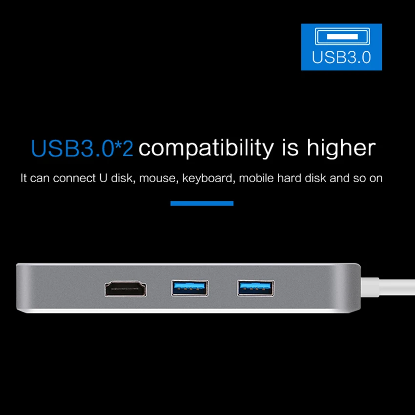 Type C Hub for Macbook Spliter Adapter USB 3.0 TF SD Card Reader 2K Video HDMI 1000mbps RJ45 Ethernet Network USB-C | Компьютеры и
