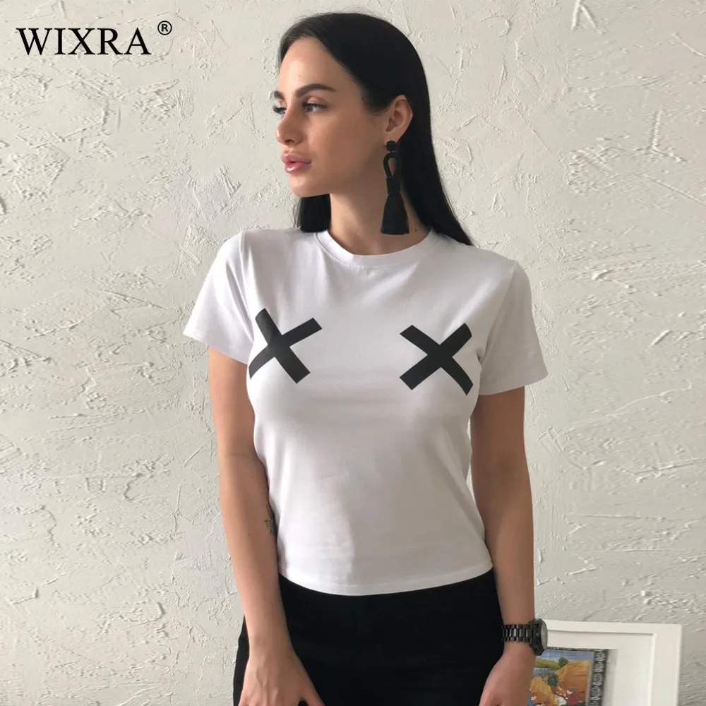 Wixra базовая женская футболка 2018 летние хлопковые футболки Женский Повседневный