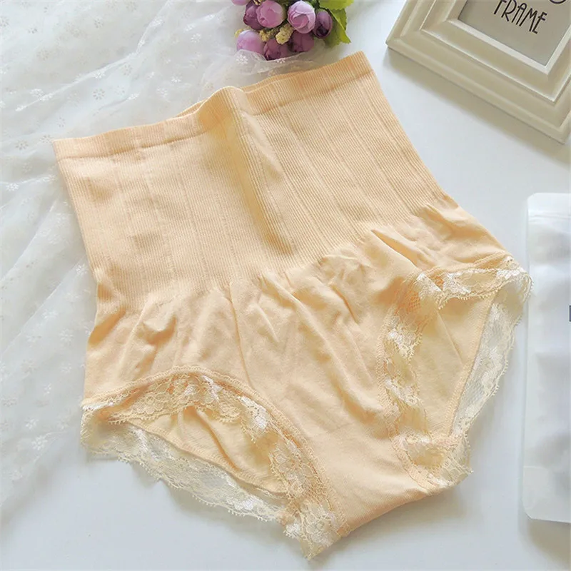 Beige Сексуальные женские шорты с высокой талией, бесшовные закрывающие живот брюки, облегающие бедра брюки для бодибилдинга, кружевные брюки с высокой талией, Безопасные Брюки - Цвет: Beige