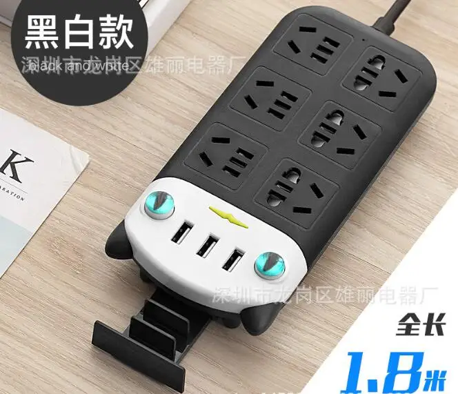 1,8 м Многоцелевой мультфильм Кот USB электрическая розетка патч-панель полоса пластина удлинитель розетка с скалолазание стикер на стену
