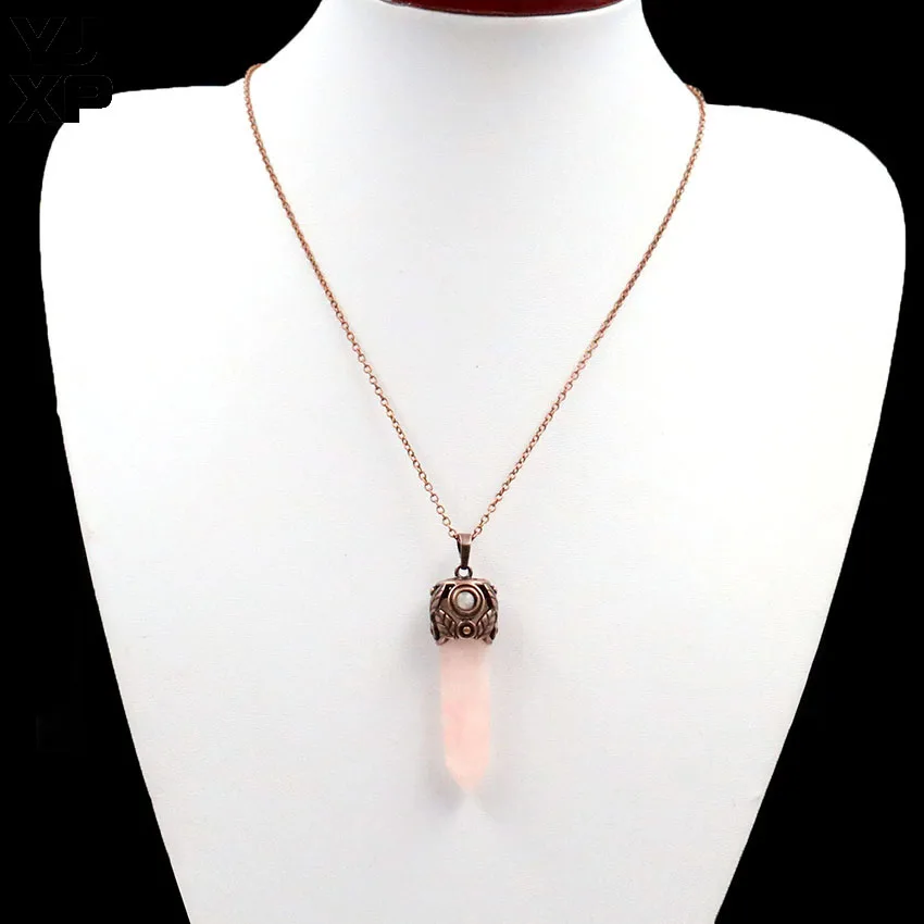 YJXP ретро красная медная звеньевая цепочка ожерелье натуральный кварцевый камень