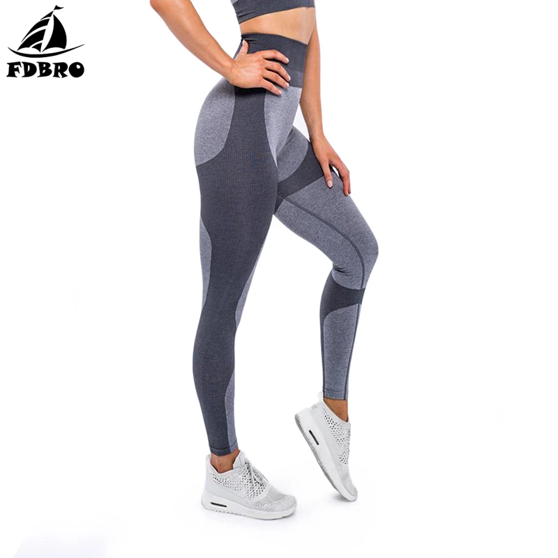 Весенне-летние штаны для йоги FDBRO однотонные женские бесшовные пикантные