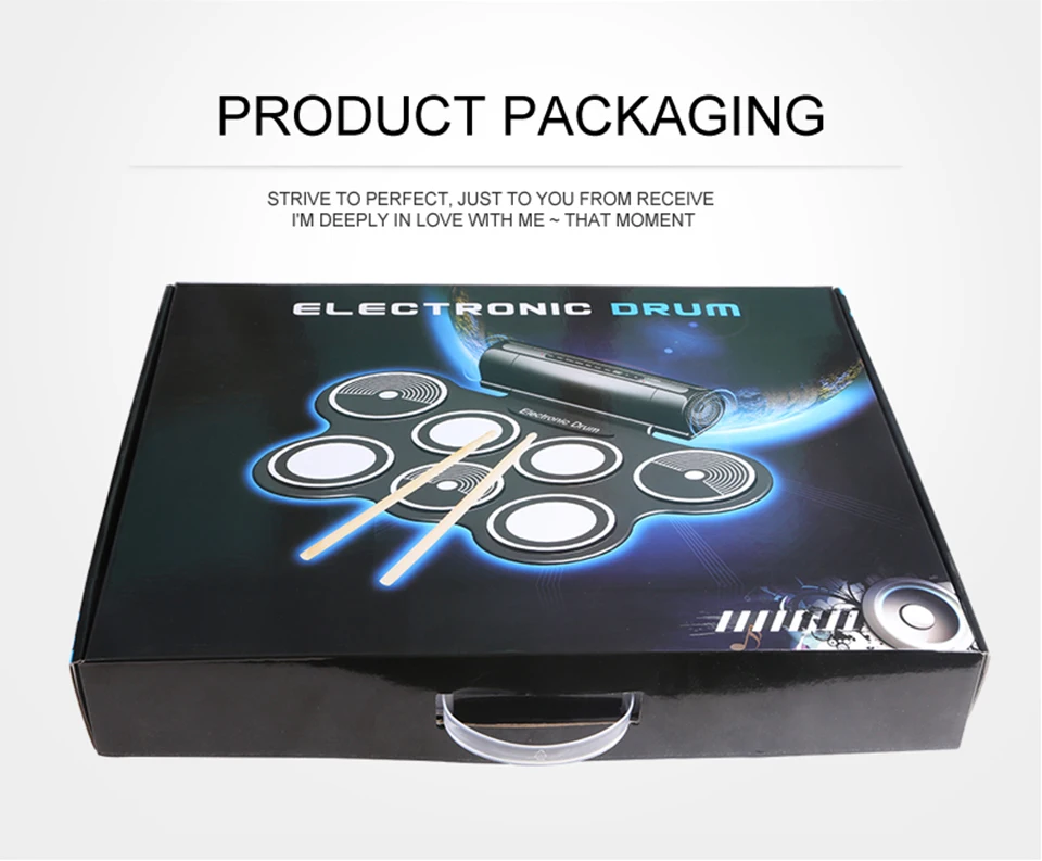 Профессиональный Портативный Roll Up USB MIDI машина электронная Барабаны Pad комплект ударные инструменты с Барабаны tick для меломана