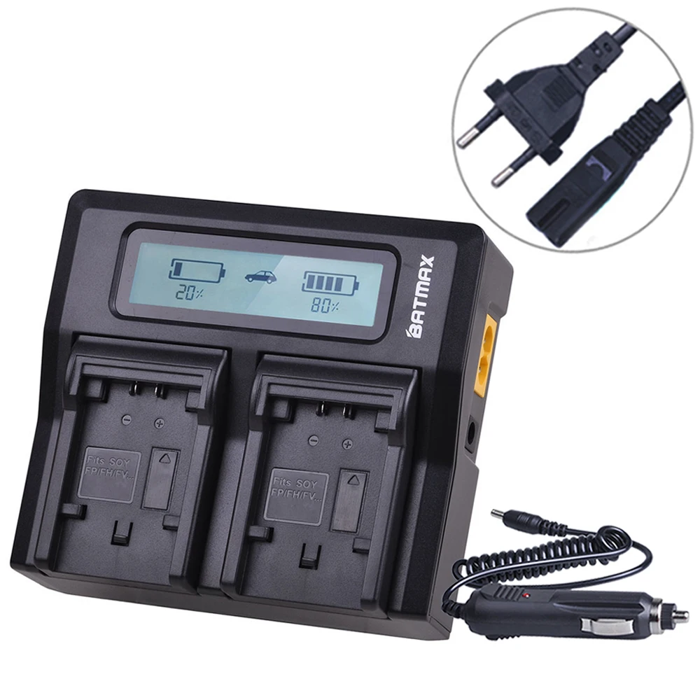 Batmax LCD двойное быстрое зарядное устройство для sony NP FH70 FH50 FV50 FV100 FH100 FP50 FP70 HDR CX12E CX7E