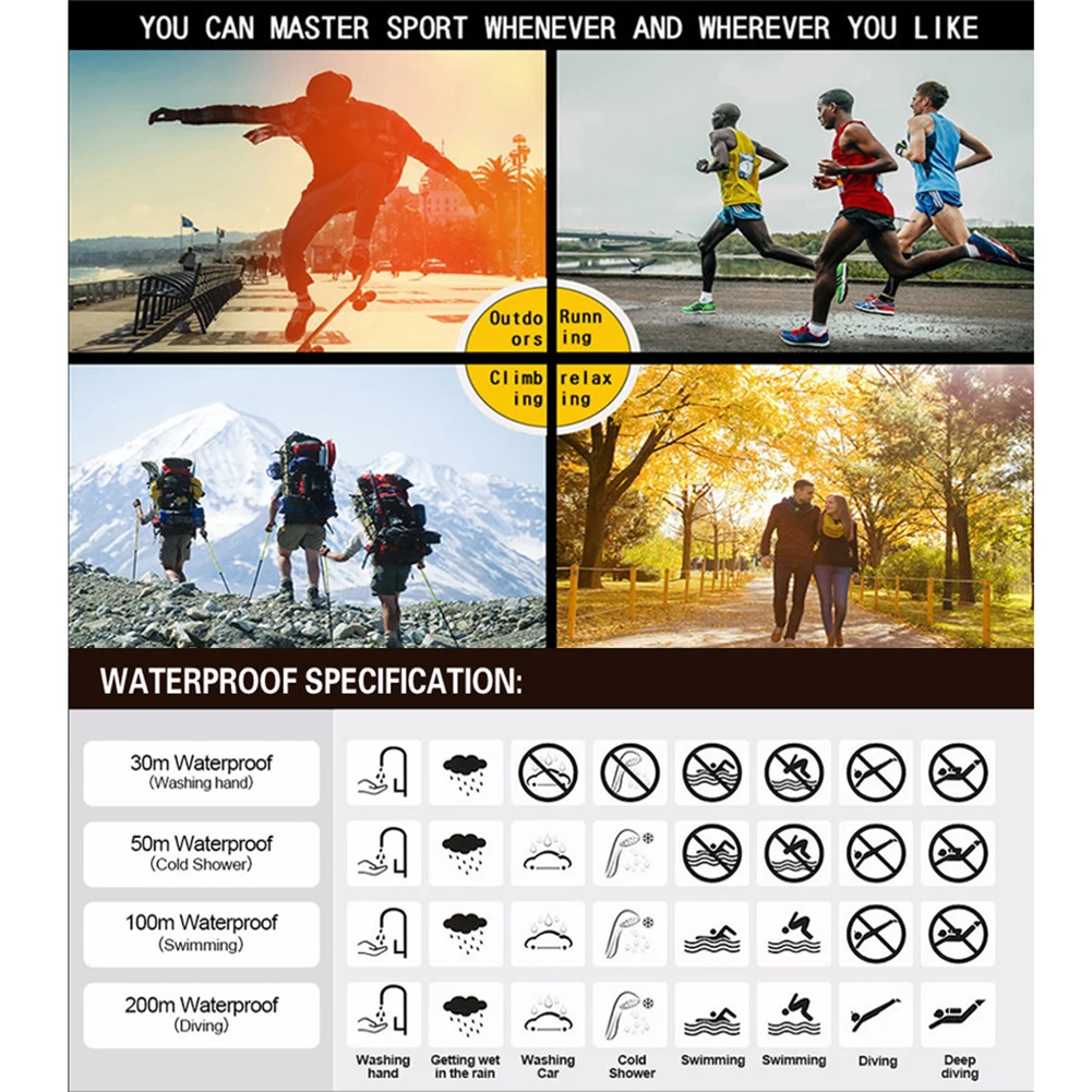 Спортивные водонепроницаемые цифровые наручные часы унисекс с будильником