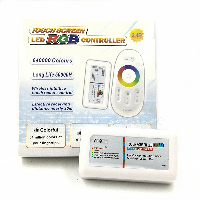 2 4G RGB светодиодный Управление 3 Каналы 18A DC12 24V сенсорный Экран дистанционного для