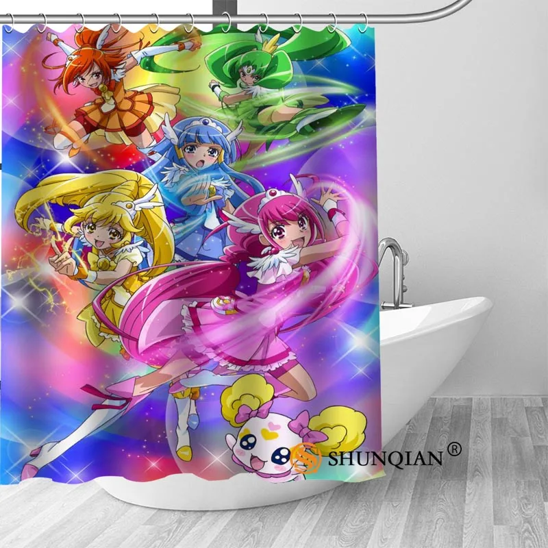Пользовательские Улыбка Precure аниме Современный Душ Шторы Ванная комната Водонепроницаемый Полиэстеровая печать на ткани Ванная комната занавес с крюком - Цвет: Shower Curtain