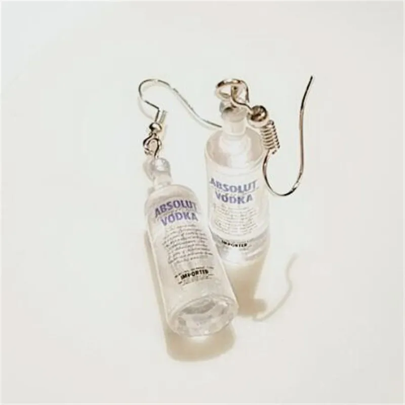 Серьги-подвески в виде бутылки с водой серебро пробы | Украшения и аксессуары