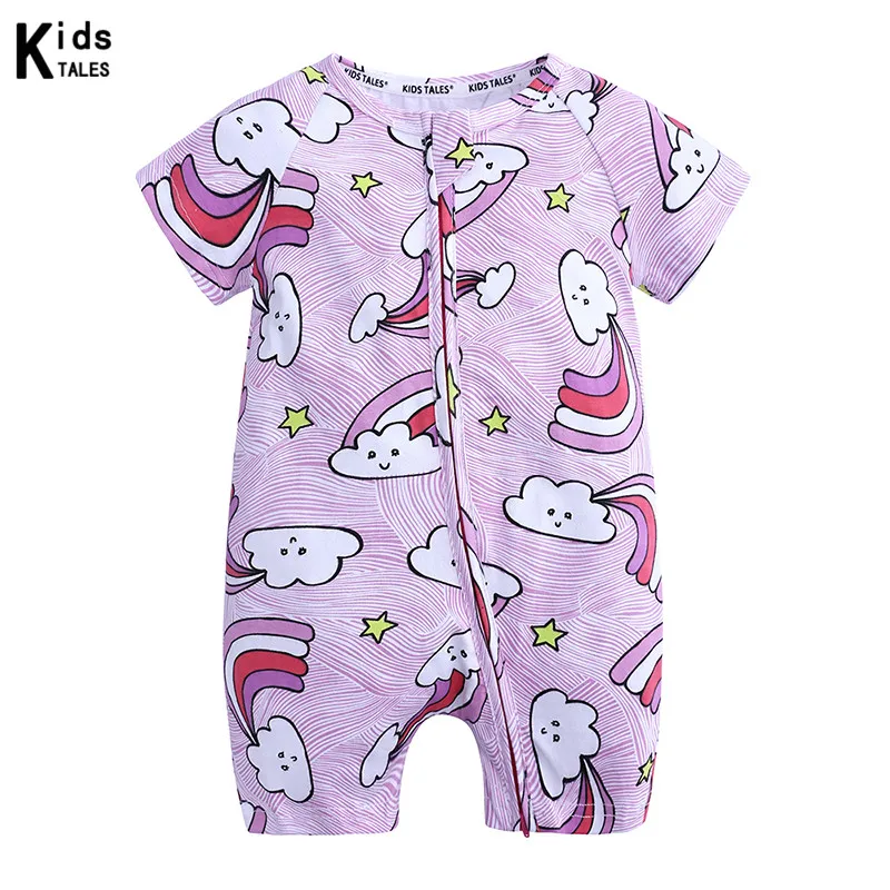 Новая летняя одежда для маленьких мальчиков Bebe Радужный комбинезон с короткими