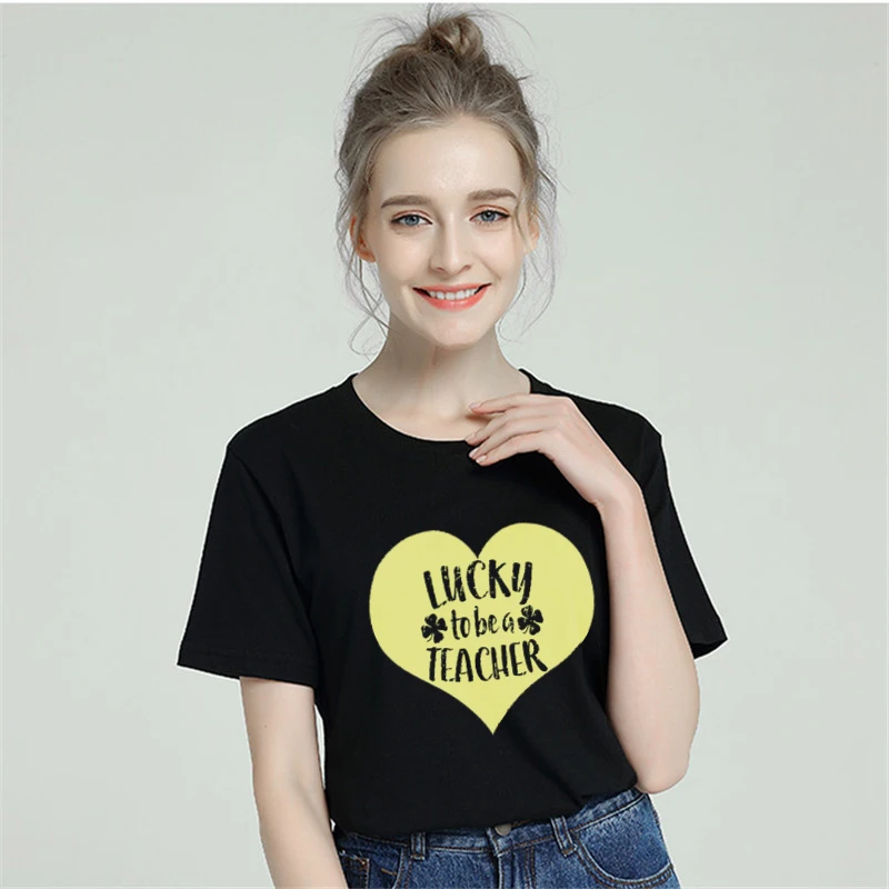 Lucky To Be A Teacher Футболка женская 2019 хлопок Харадзюку эстетический принт Женская