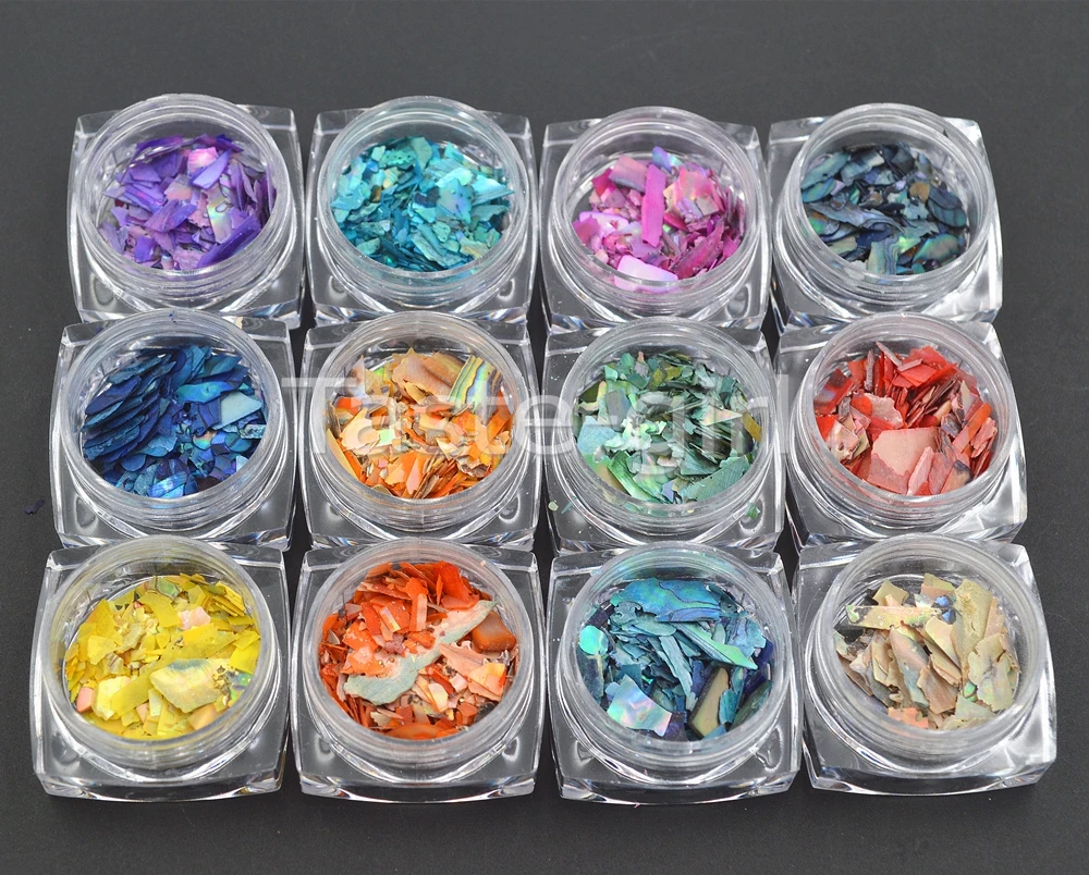 12 pots Nails Abalone оболочка фрагменты текстура натуральный морской Корпус 3d Шарм
