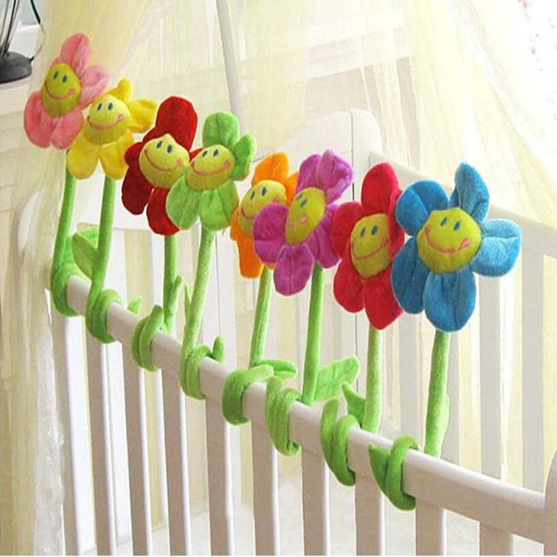 DIY творческий плюшевые цветы для детской кроватки украшения комнаты Яркие кнопки
