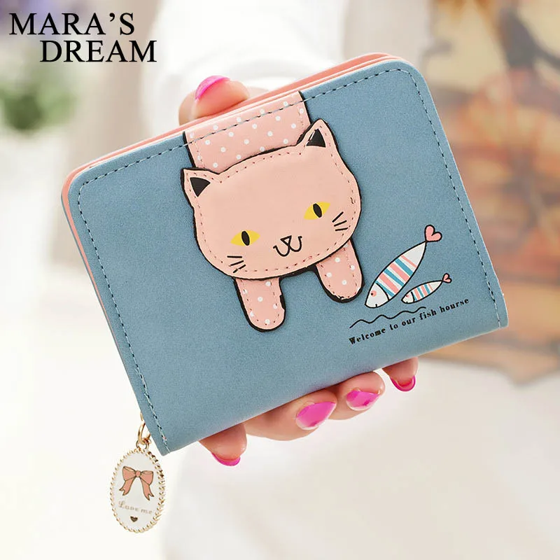 Кошелек Mara's Dream женский с милым котом маленький кошелек на молнии для девушек