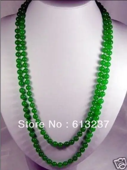 

hot free Shipping new Fashion Style diy 8mm natural green jades chalcedony stone round beads Necklace 48" MY5251