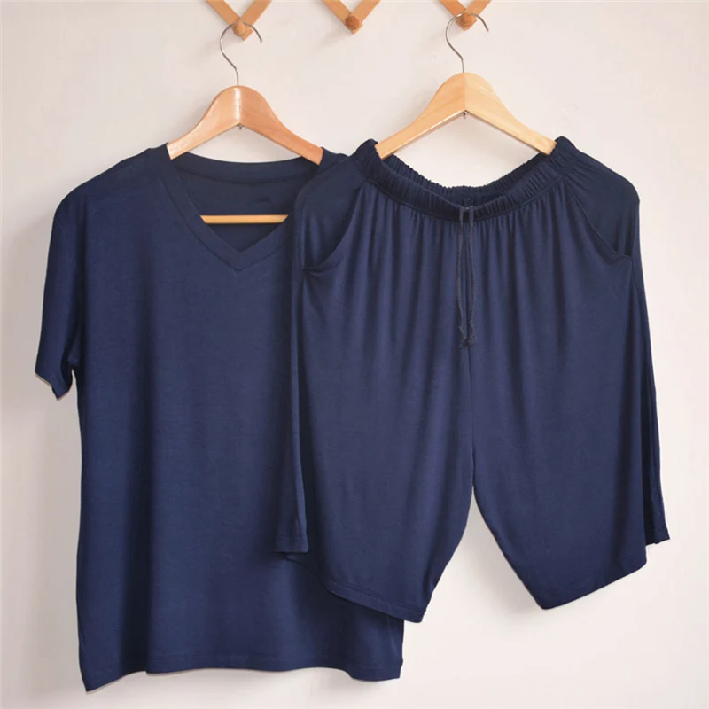 Мужская Летняя Пижама свободная тонкая пижама из модала с v образным вырезом и