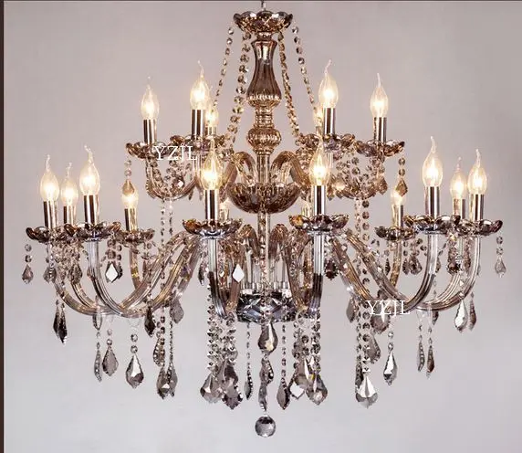 Smoke grey chandelier light crystal luxury living room bedroom dining upscale lighting | Освещение