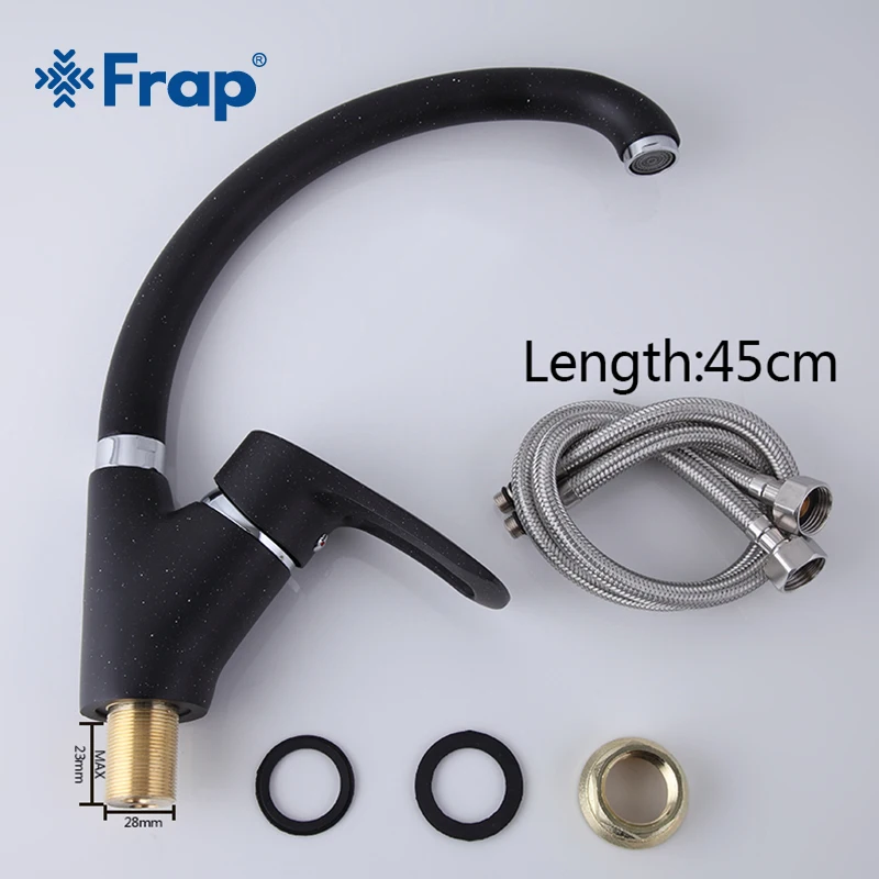 

Frap Modern black Spray painting Kitchen sink Faucet Cold and Hot Water Mixer Tap Single Handle 360 Rotation torneira F4166-7
