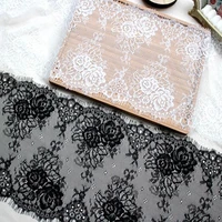 6 meterlot eyelashes lace trim fabric flower off white black craft wedding dress clothing lace material handmade 22cm wide