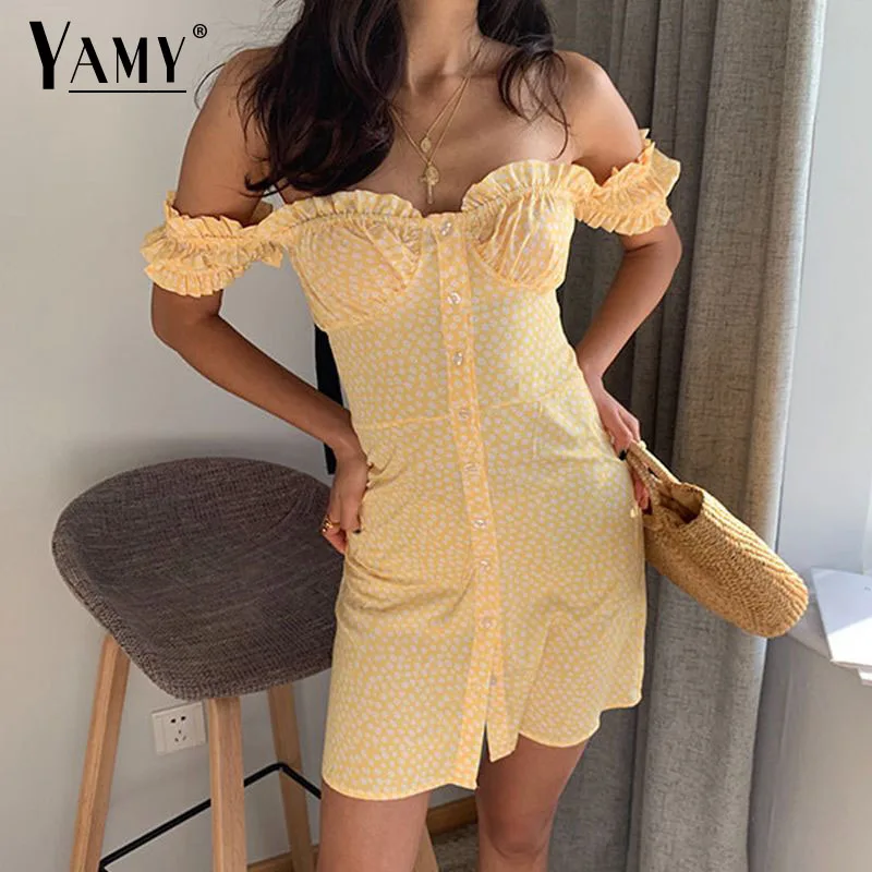 Женское винтажное пляжное платье с открытыми плечами элегантное короткое в